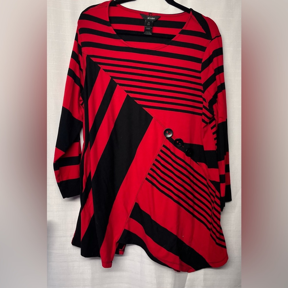 Red and Black Tunic Top
